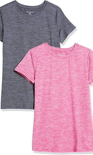Amazon Essentials Women's Tech Stretch Short-Sleeve Crewneck T-Shirt, Pack of 2