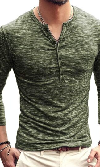 MLANM Mens Casual Slim Fit Basic Henley Short/Long Sleeve Fashion T-Shirt