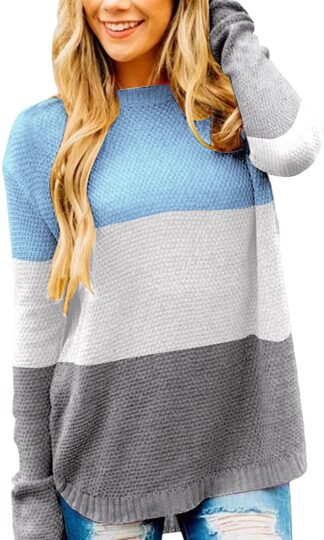 Sherosa Womens Long Sleeve Oversized Sweaters Crew Neck Solid Knit Pullover Jumpers Tops