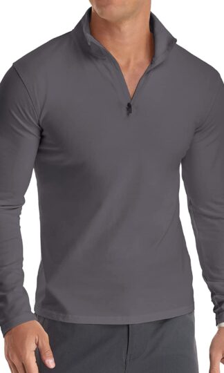 YTD Men's Long/Short Sleeve Polo Shirts Quarter-Zip Casual Slim Fit Mock Neck Basic Designed Cotton Shirts